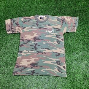Vintage US Airforce Camo Shirt Medium 19x26 Rotcho 321st-TRS